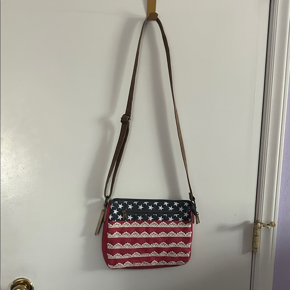 True Craft Red White and Blue Star-Striped Crossbody purse